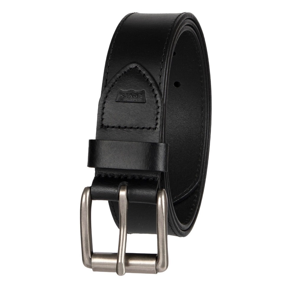 Levis Mens Black Genuine Leather Belt Double Prong Buckle Size L 38-40 NEW